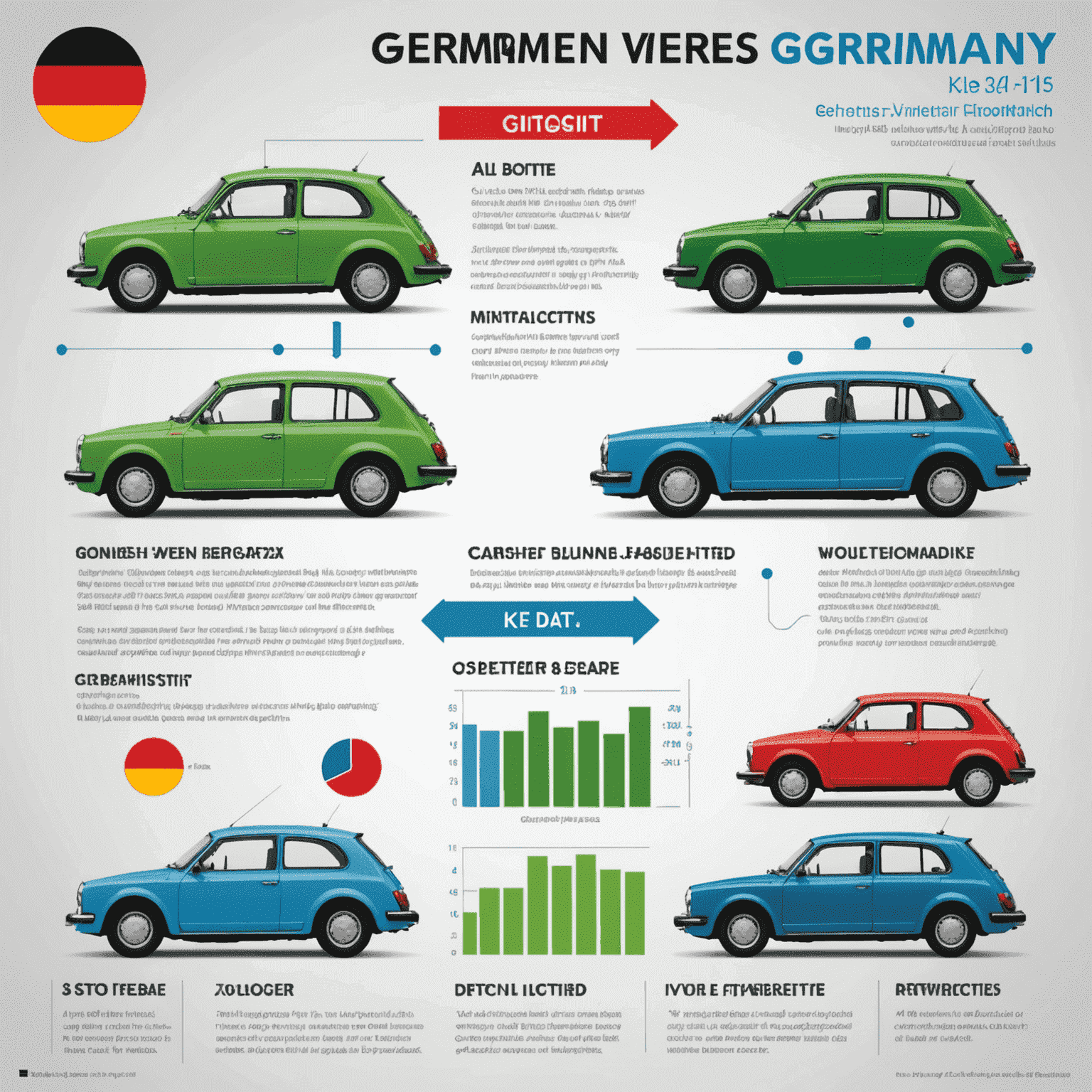 Infographic showing different types of vignettes for Germany, including 10-day (green), 2-month (blue), and annual (red) options. Each vignette is illustrated with its validity period and a small calendar icon. The image also includes a car silhouette with arrows pointing to the correct vignette placement on the windshield.