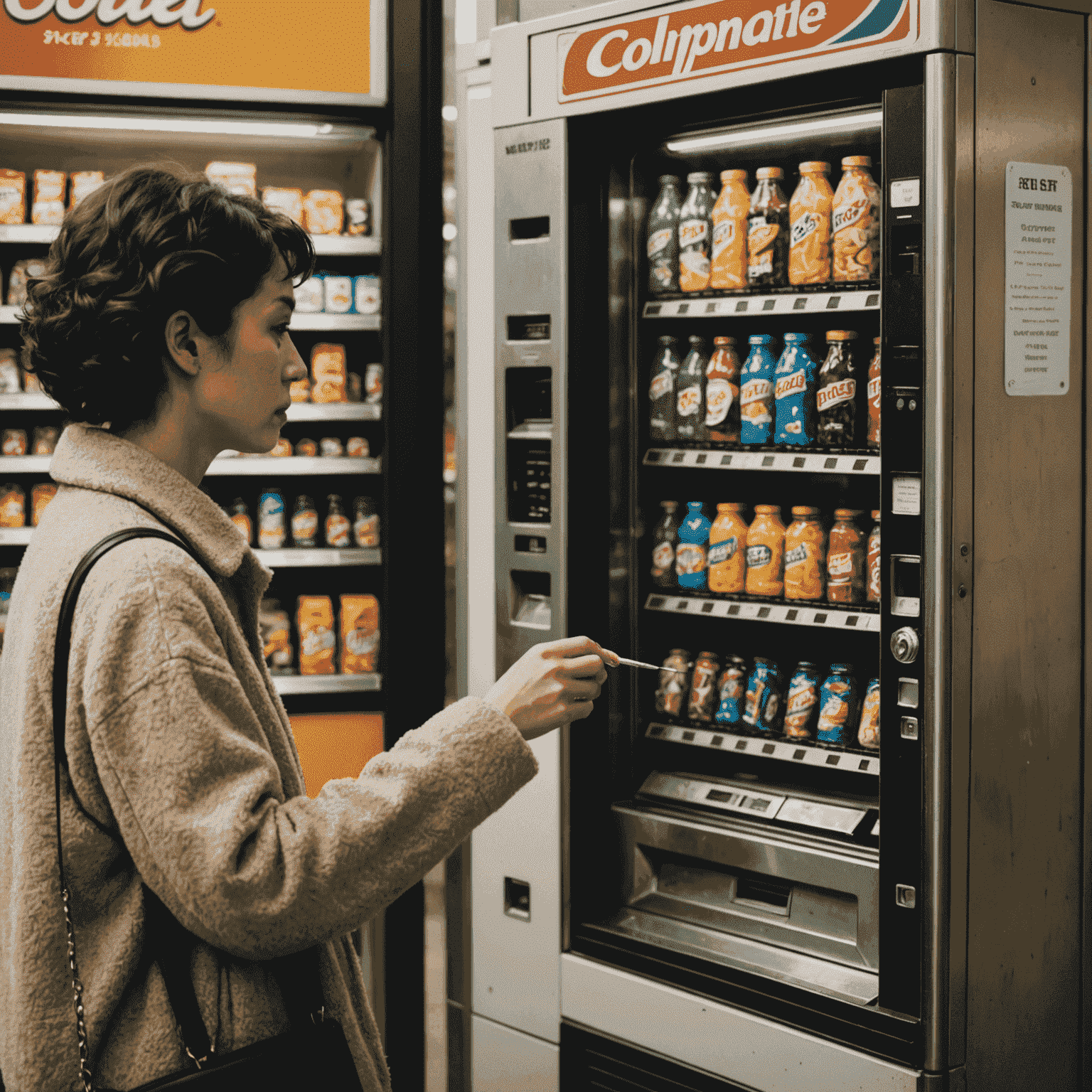Eine Person, die eine Vignette an einem Automaten kauft, neben einem Bild einer beschädigten Vignette